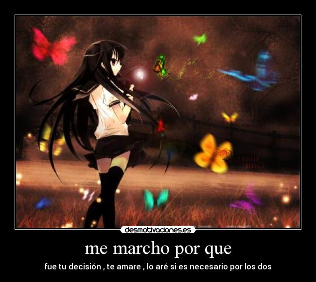 me marcho por que - fue tu decisión , te amare , lo aré si es necesario por los dos