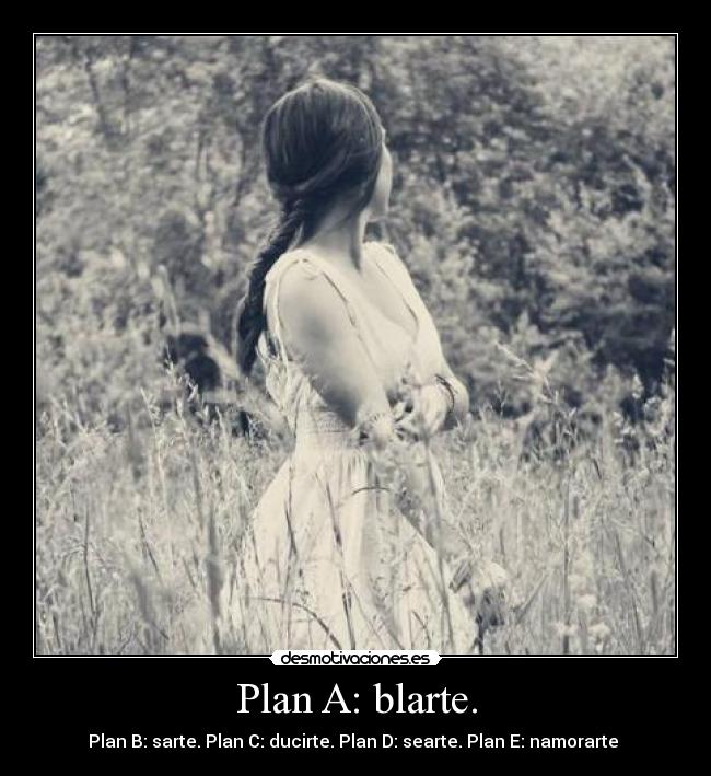 Plan A: blarte. - Plan B: sarte. Plan C: ducirte. Plan D: searte. Plan E: namorarte ♥