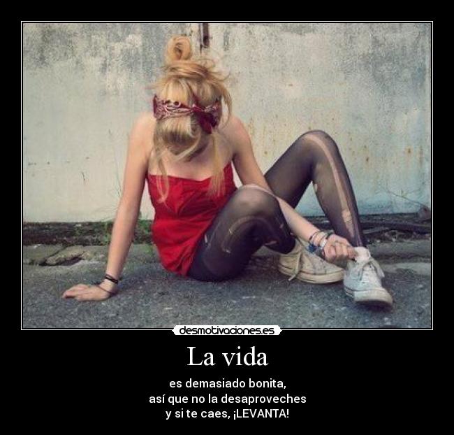 La vida - es demasiado bonita,
así que no la desaproveches
y si te caes, ¡LEVANTA!