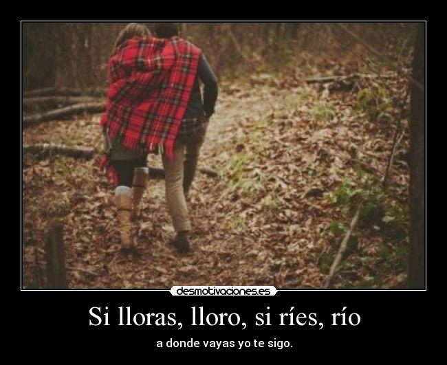 Si lloras, lloro, si ríes, río - a donde vayas yo te sigo.