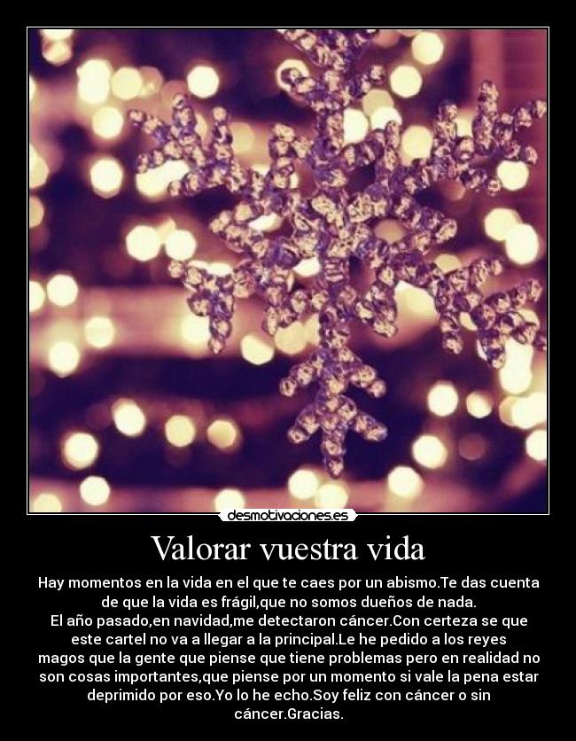 Valorar vuestra vida - 