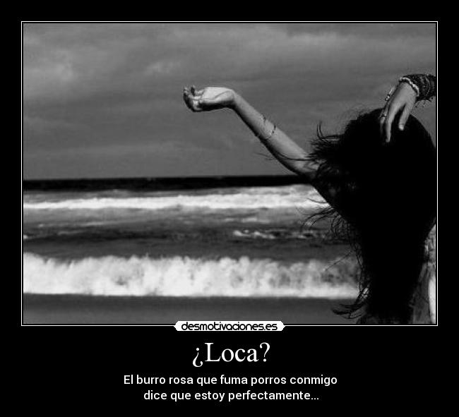 ¿Loca? - El burro rosa que fuma porros conmigo
dice que estoy perfectamente...