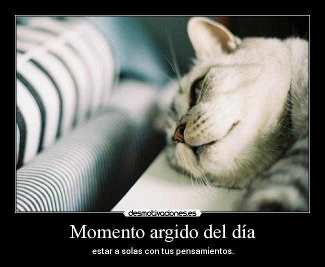 Momento argido del día - estar a solas con tus pensamientos.