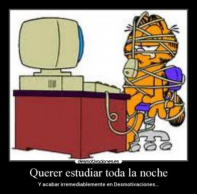 Querer estudiar toda la noche - Y acabar irremediablemente en Desmotivaciones...