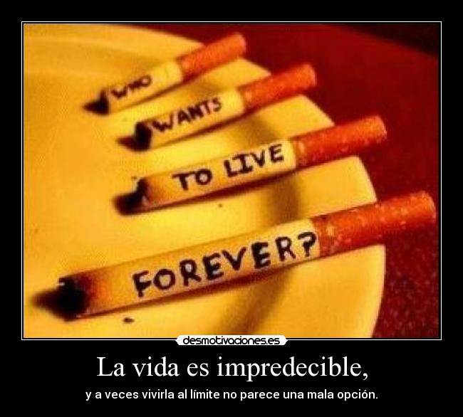 La vida es impredecible, - y a veces vivirla al límite no parece una mala opción.