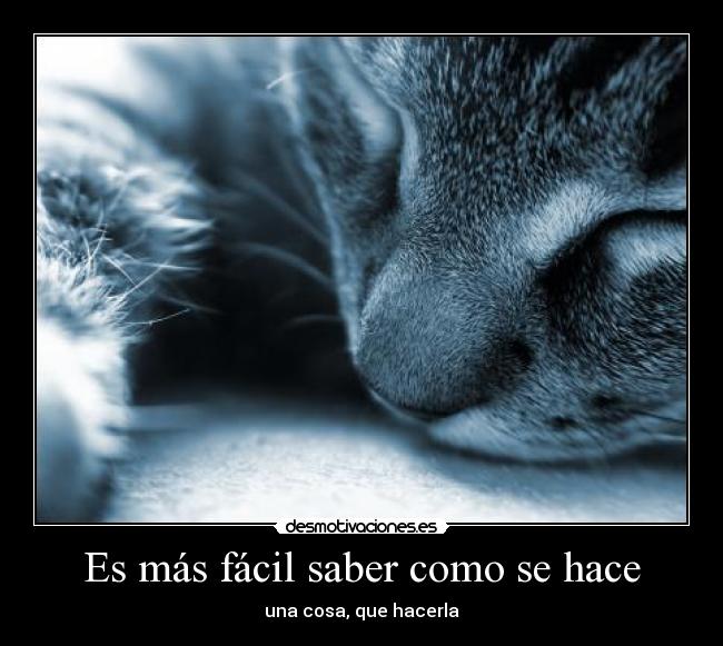 Es más fácil saber como se hace - una cosa, que hacerla