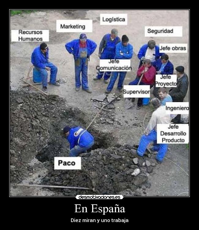 En España - Diez miran y uno trabaja