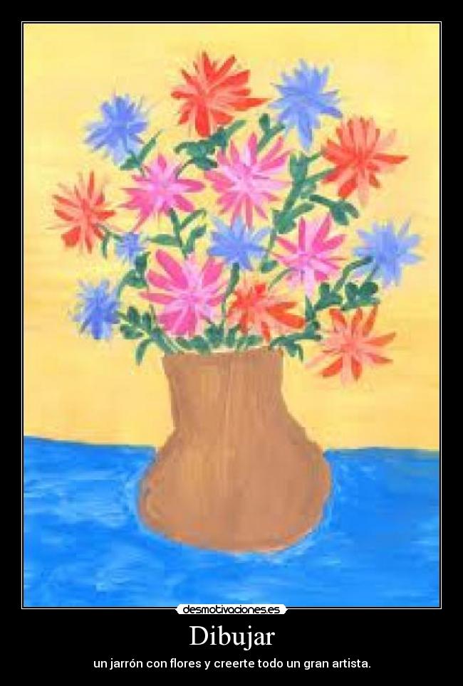 Dibujar - un jarrón con flores y creerte todo un gran artista.