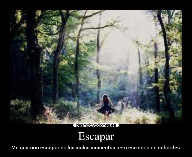 Escapar - Me gustaría escapar en los malos momentos pero eso seria de cobardes.