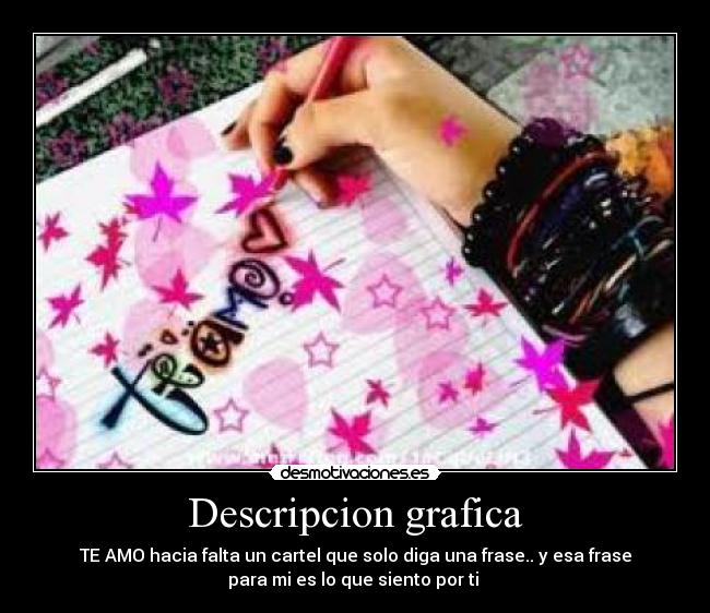 Descripcion grafica - TE AMO hacia falta un cartel que solo diga una frase.. y esa frase
para mi es lo que siento por ti