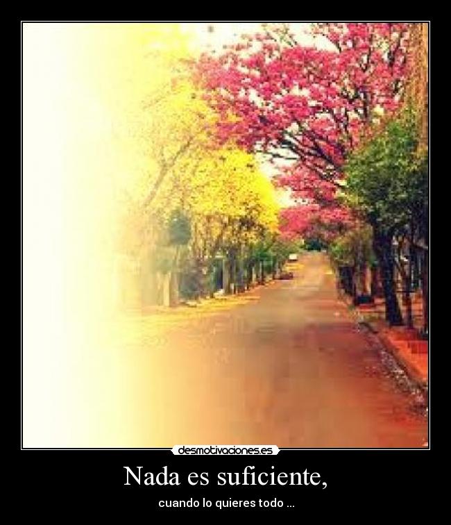 Nada es suficiente, - cuando lo quieres todo ...