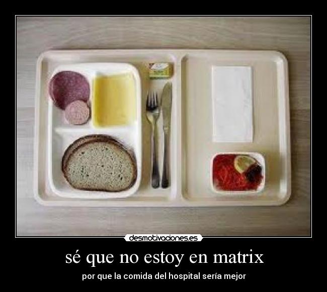 sé que no estoy en matrix - por que la comida del hospital sería mejor