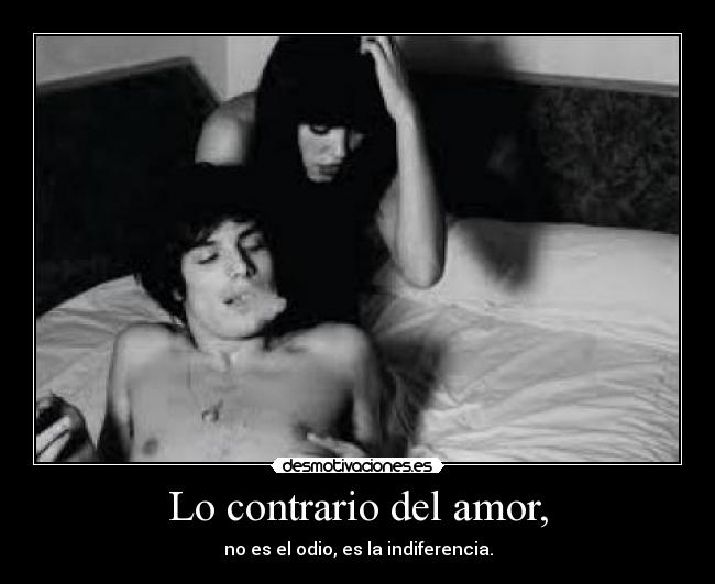 Lo contrario del amor, - no es el odio, es la indiferencia.
