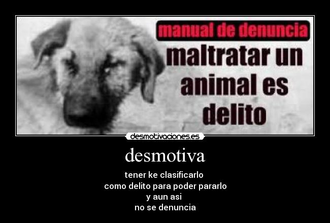 desmotiva - tener ke clasificarlo
como delito para poder pararlo
y aun asi
no se denuncia