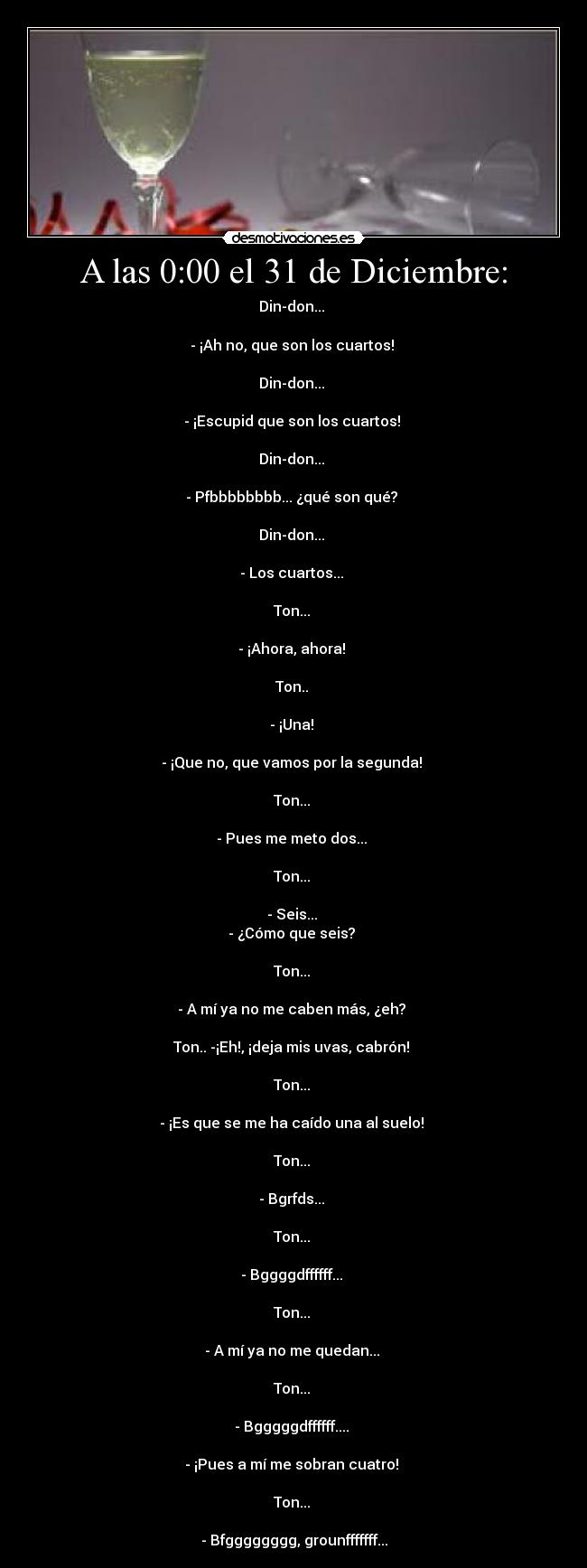 A las 0:00 el 31 de Diciembre: -