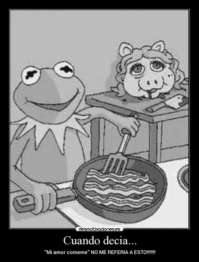 carteles rana comiendo miss piggy rene gustavo desmotivaciones