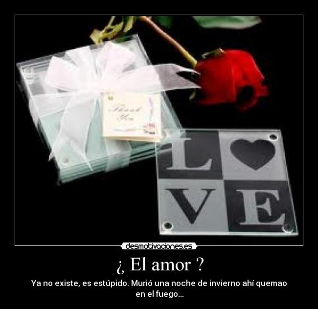 ¿ El amor ? - Ya no existe, es estúpido. Murió una noche de invierno ahí quemao en el fuego...