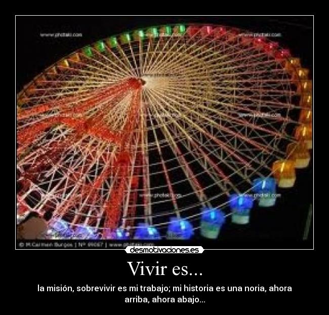 Vivir es... - la misión, sobrevivir es mi trabajo; mi historia es una noria, ahora
arriba, ahora abajo...