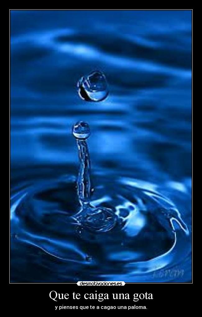 Que te caiga una gota - y pienses que te a cagao una paloma.