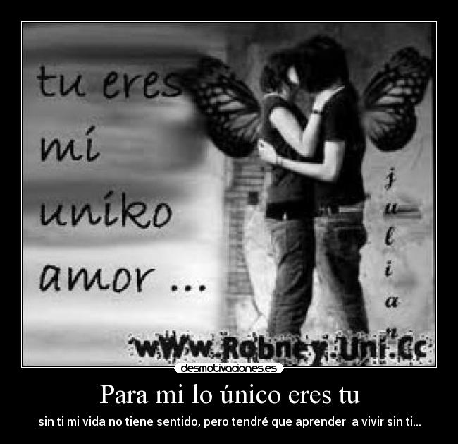 Para mi lo único eres tu - sin ti mi vida no tiene sentido, pero tendré que aprender  a vivir sin ti...