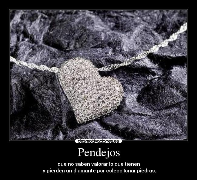 Pendejos - que no saben valorar lo que tienen
y pierden un diamante por colecciIonar piedras.