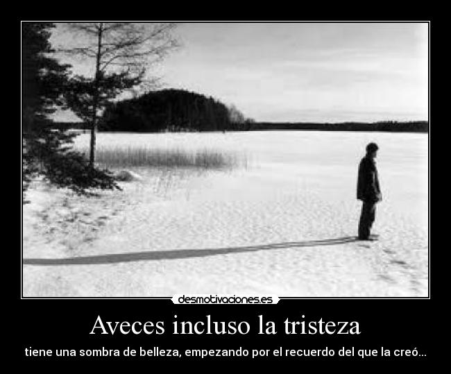Aveces incluso la tristeza - tiene una sombra de belleza, empezando por el recuerdo del que la creó...