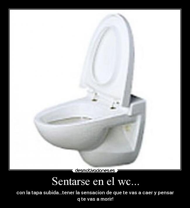 Sentarse en el wc... - con la tapa subida...tener la sensacion de que te vas a caer y pensar q te vas a morir!