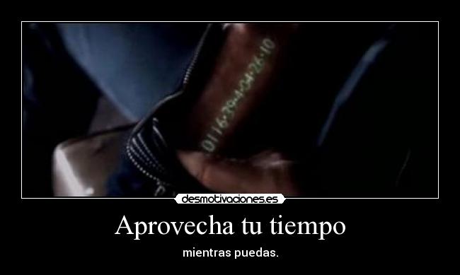 Aprovecha tu tiempo - mientras puedas.
