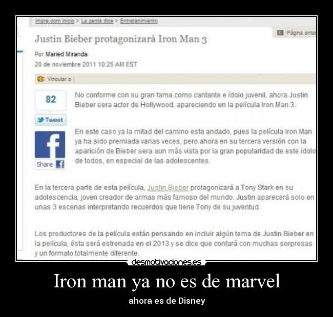 Iron man ya no es de marvel - ahora es de Disney