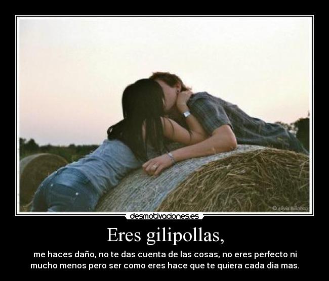 Eres gilipollas, - me haces daño, no te das cuenta de las cosas, no eres perfecto ni
mucho menos pero ser como eres hace que te quiera cada dia mas.