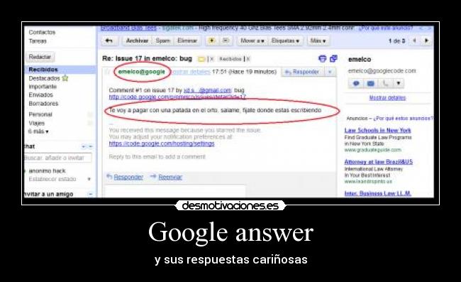 Google answer - y sus respuestas cariñosas