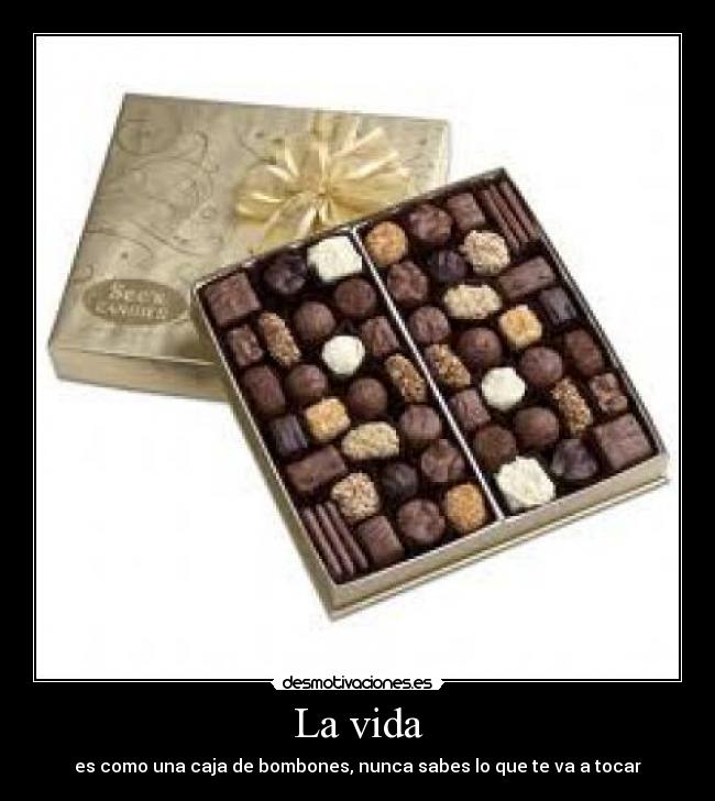 La vida - es como una caja de bombones, nunca sabes lo que te va a tocar