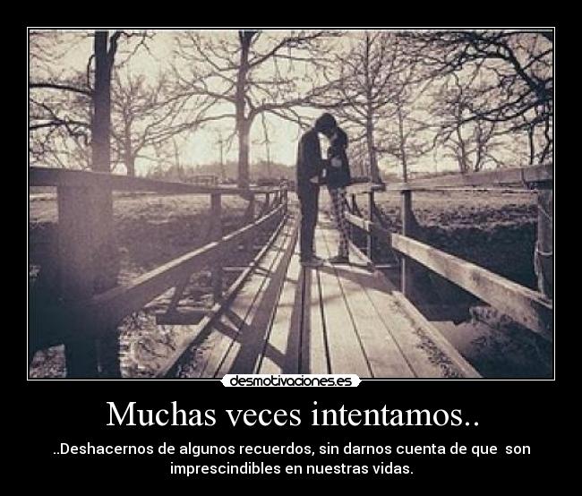 Muchas veces intentamos.. - ..Deshacernos de algunos recuerdos, sin darnos cuenta de que son
imprescindibles en nuestras vidas.