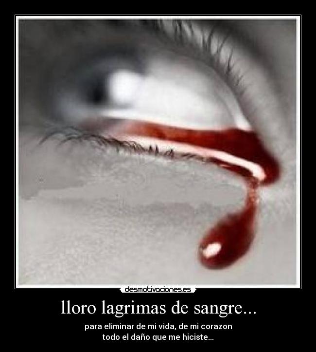 lloro lagrimas de sangre... - para eliminar de mi vida, de mi corazon
todo el daño que me hiciste...