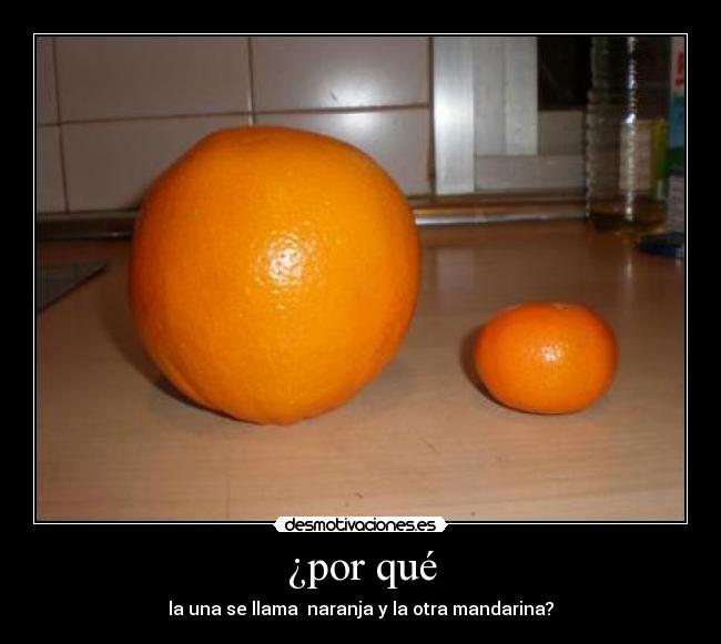 ¿por qué - la una se llama  naranja y la otra mandarina?