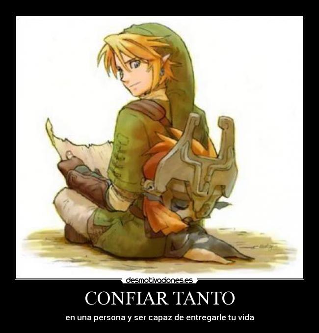 carteles midna dormidita link mirandola con carino desmotivaciones