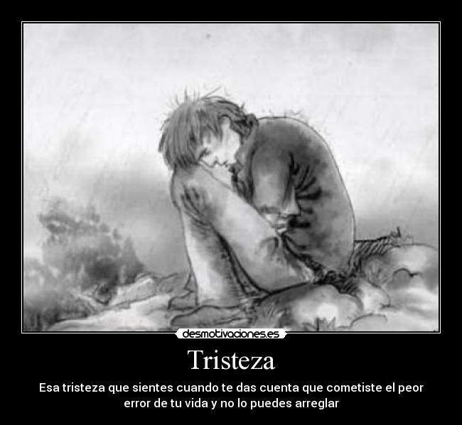 Tristeza - Esa tristeza que sientes cuando te das cuenta que cometiste el peor
error de tu vida y no lo puedes arreglar