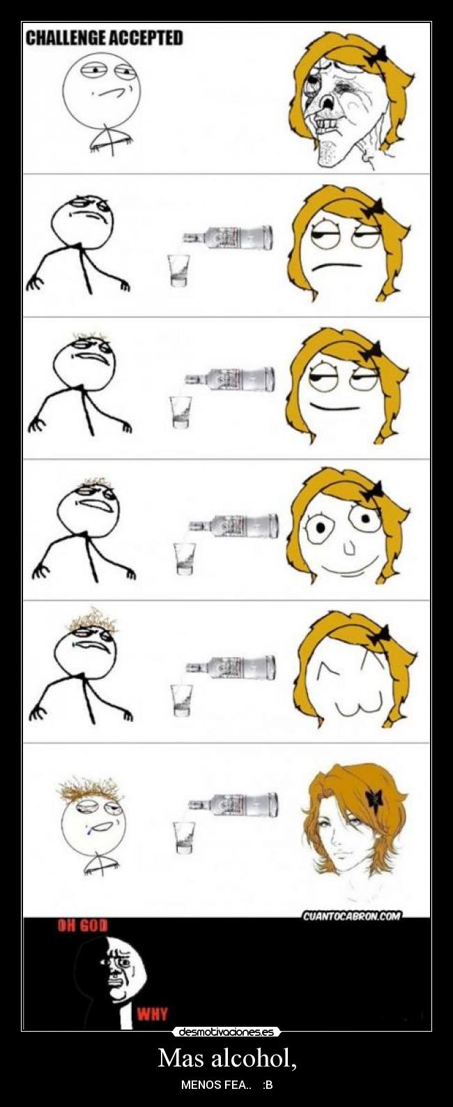 Mas alcohol, - MENOS FEA..    :B