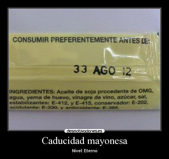 Caducidad mayonesa -