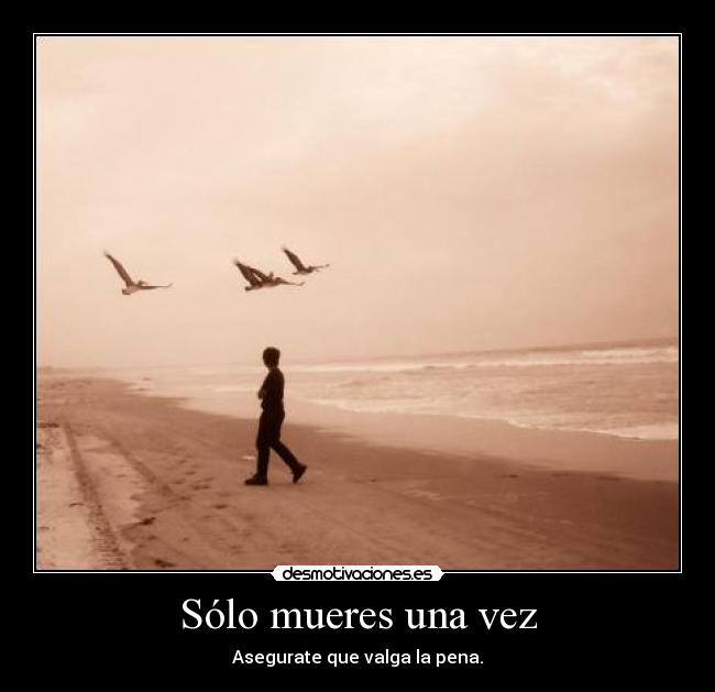 Sólo mueres una vez - Asegurate que valga la pena.