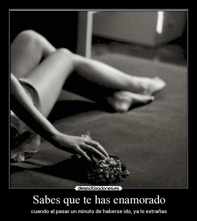 Sabes que te has enamorado - cuando al pasar un minuto de haberse ido, ya lo extrañas