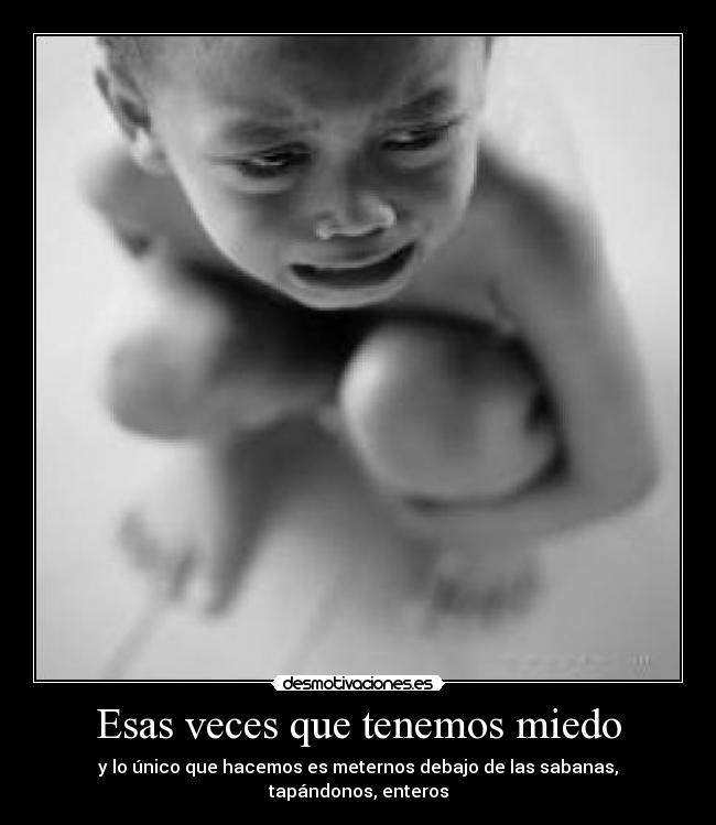 Esas veces que tenemos miedo - y lo único que hacemos es meternos debajo de las sabanas, tapándonos, enteros
