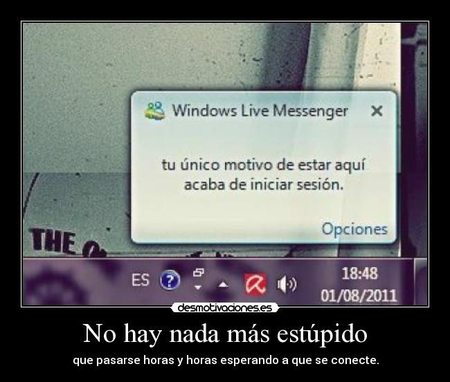 No hay nada más estúpido - que pasarse horas y horas esperando a que se conecte.