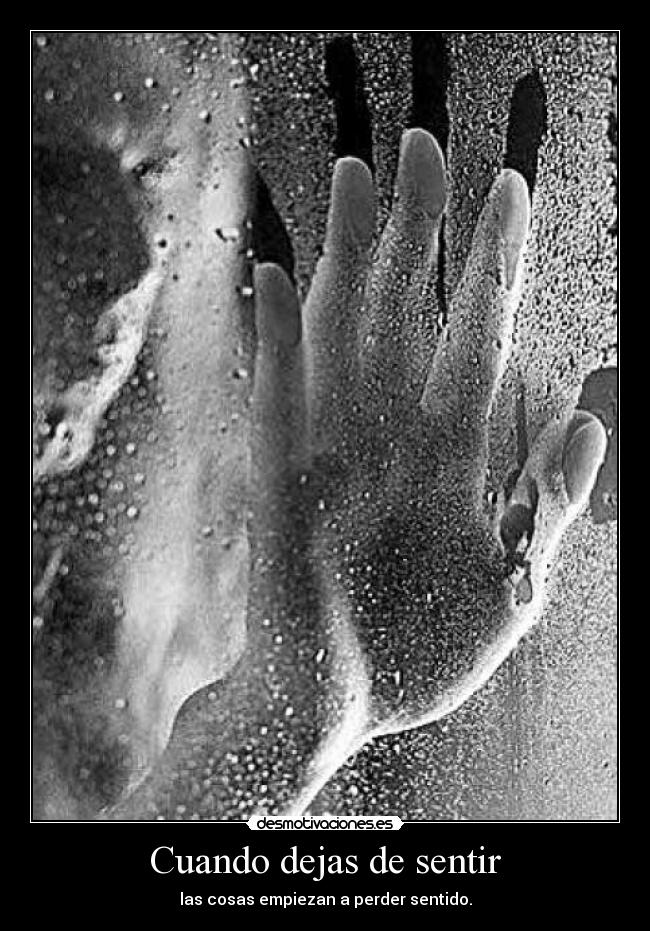 Cuando dejas de sentir - las cosas empiezan a perder sentido.
