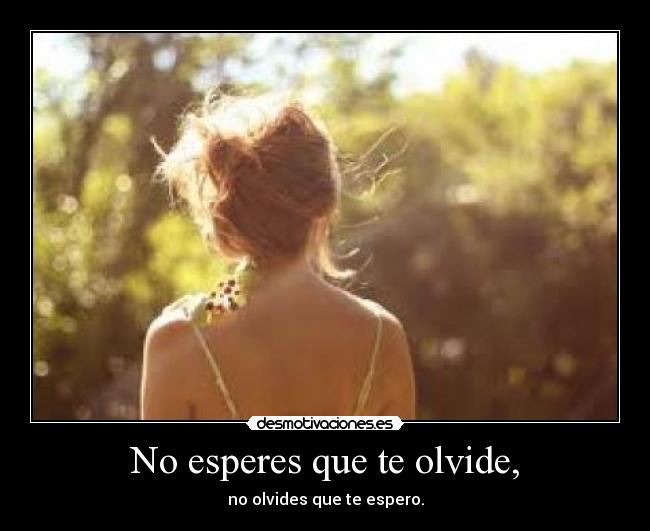 No esperes que te olvide, - no olvides que te espero.