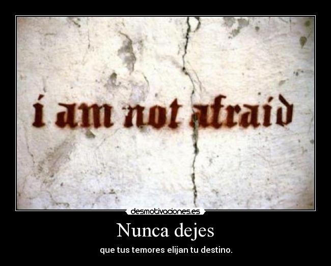 Nunca dejes - que tus temores elijan tu destino.
