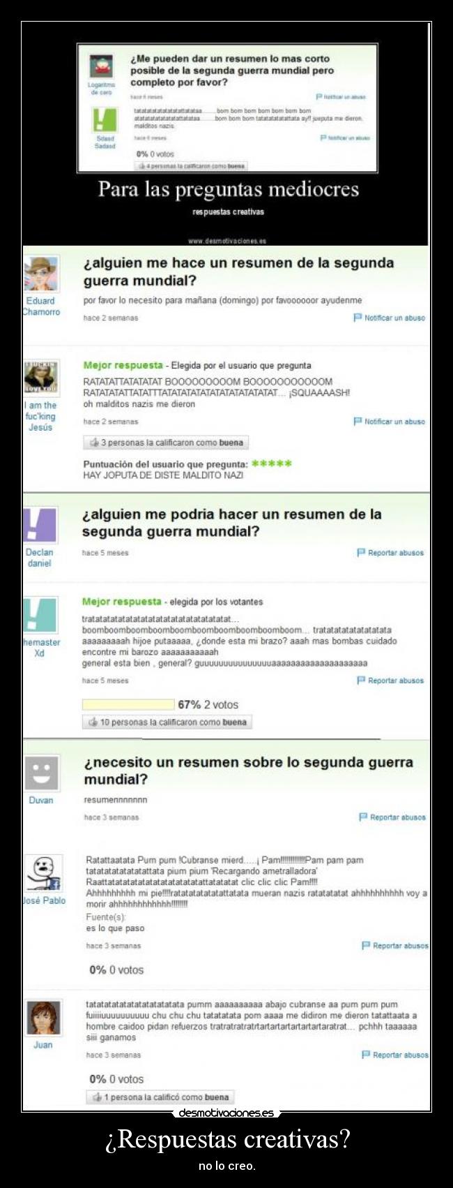 ¿Respuestas creativas? -