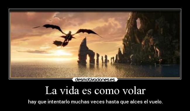 La vida es como volar - hay que intentarlo muchas veces hasta que alces el vuelo.