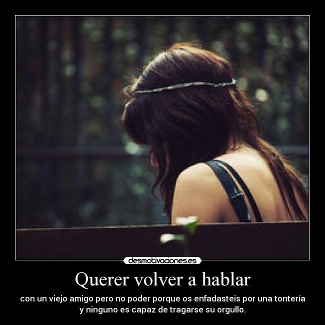 Querer volver a hablar - con un viejo amigo pero no poder porque os enfadasteis por una tontería
y ninguno es capaz de tragarse su orgullo.