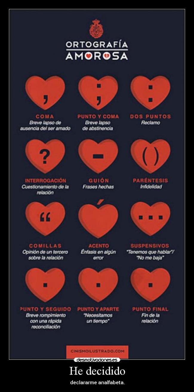 He decidido - declararme analfabeta.